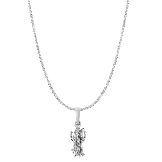Akshat Sapphire Sterling Silver (92.5% purity) God Ganesha Chain Pendant (Pendant with Rope Chain) for Men & Women Pure Silver Lord Ganapathy Chain Locket for Good Health & Wealth