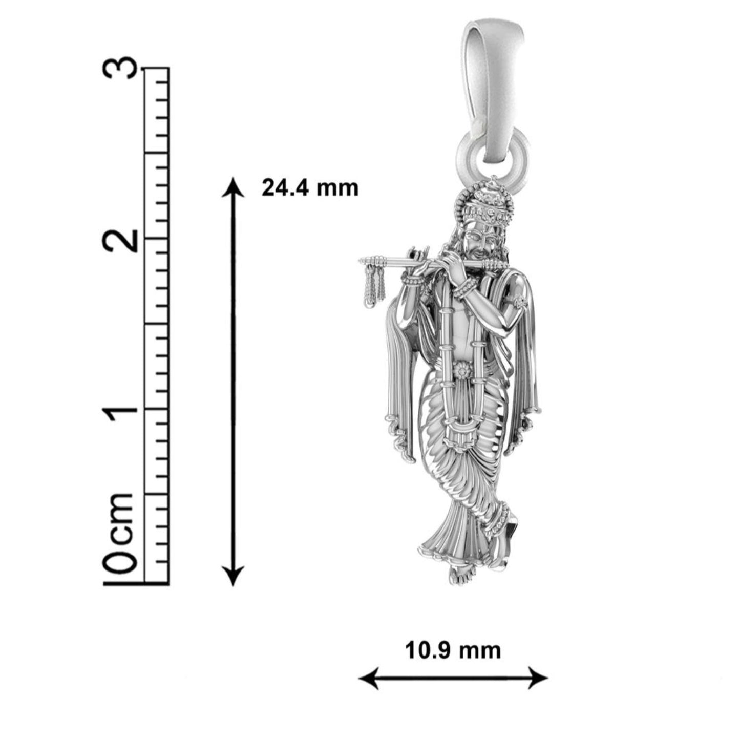 Akshat Sapphire Sterling Silver (92.5% purity) God Krishna Chain Pendant (Pendant with Rope Chain) for Men & Women Pure Silver Lord Krishna Chain Locket for Good Health & Wealth