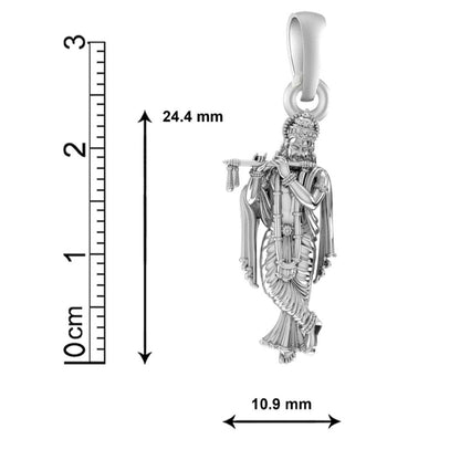 Akshat Sapphire Sterling Silver (92.5% purity) God Krishna Chain Pendant (Pendant with Rope Chain) for Men & Women Pure Silver Lord Krishna Chain Locket for Good Health & Wealth