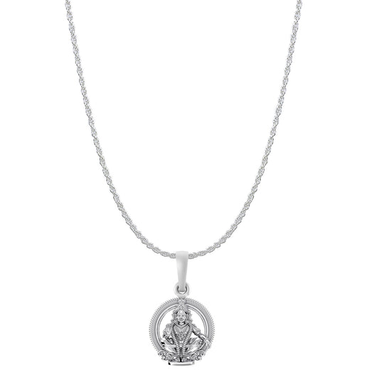 Akshat Sapphire Sterling Silver (92.5% purity) God Ayyappa Chain Pendant (Pendant with Rope Chain) for Men & Women Pure Silver Lord Ayyappa Chain Locket