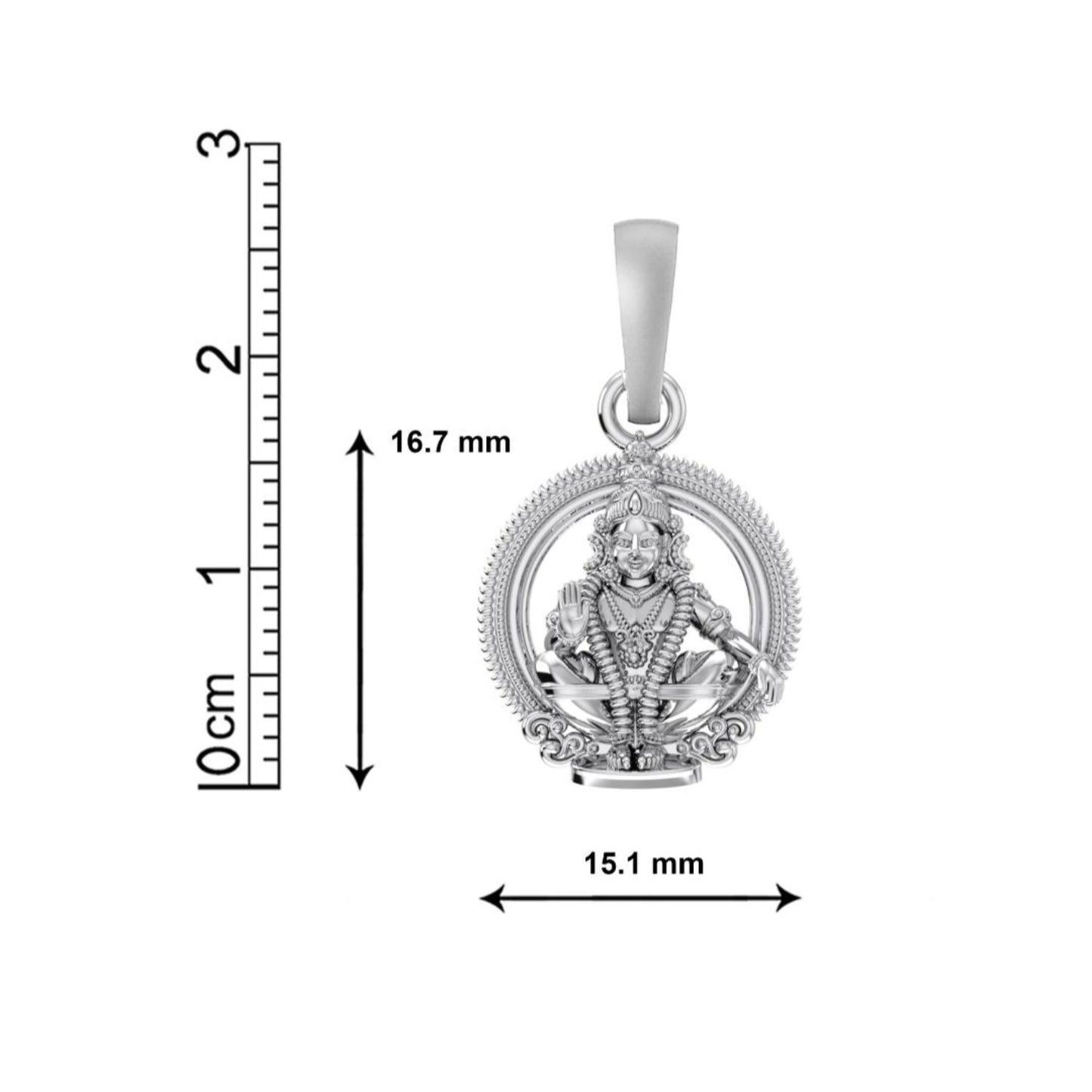 Akshat Sapphire Sterling Silver (92.5% purity) God Ayyappa Chain Pendant (Pendant with Rope Chain) for Men & Women Pure Silver Lord Ayyappa Chain Locket