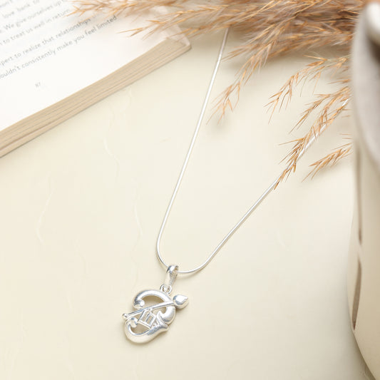 Akshat Sapphire Sterling Silver (92.5% purity) Spiritual OM Chain Pendant (Pendant with Rope Chain) for Men & Women Pure Silver Divine OM Chain Locket for Health & Wealth