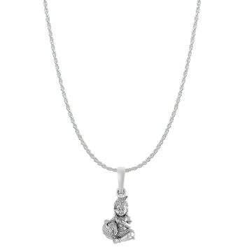 Akshat Sapphire Sterling Silver (92.5% purity) God Kanha Laddu Gopal Chain with Pendant  (Pendant with Rope Chain) for Men & Women Bhagwan Thakur ji Bal Krihna Kanhaiya Chain Locket for Good Health & Wealth