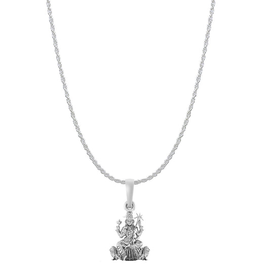 Goddess Maa Kamakshii Chain Pendant (Pendant with Rope Chain) for Men & Women Pure Silver Lord Ma Kanchi Kamakshi Devi Chain Locket Kanchipuram for Good Health & Wealth