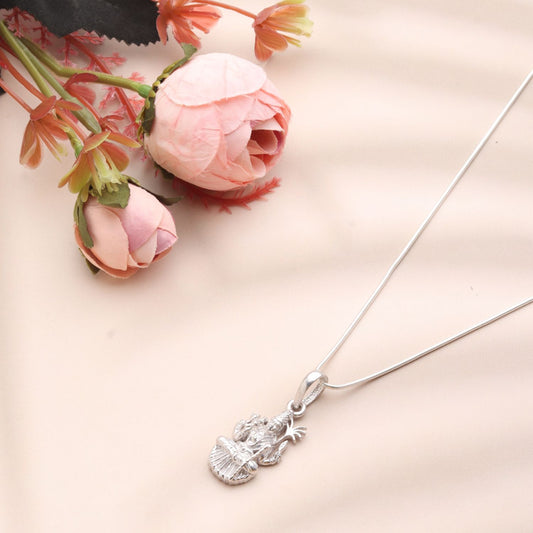 Goddess Maa Lalitha Parameswari Chain Pendant (Pendant with Rope Chain) for Men & Women Pure Silver Lord Ma Lalita Sahasranamam Tripura Sundari chain Locket for Good Health & Wealth