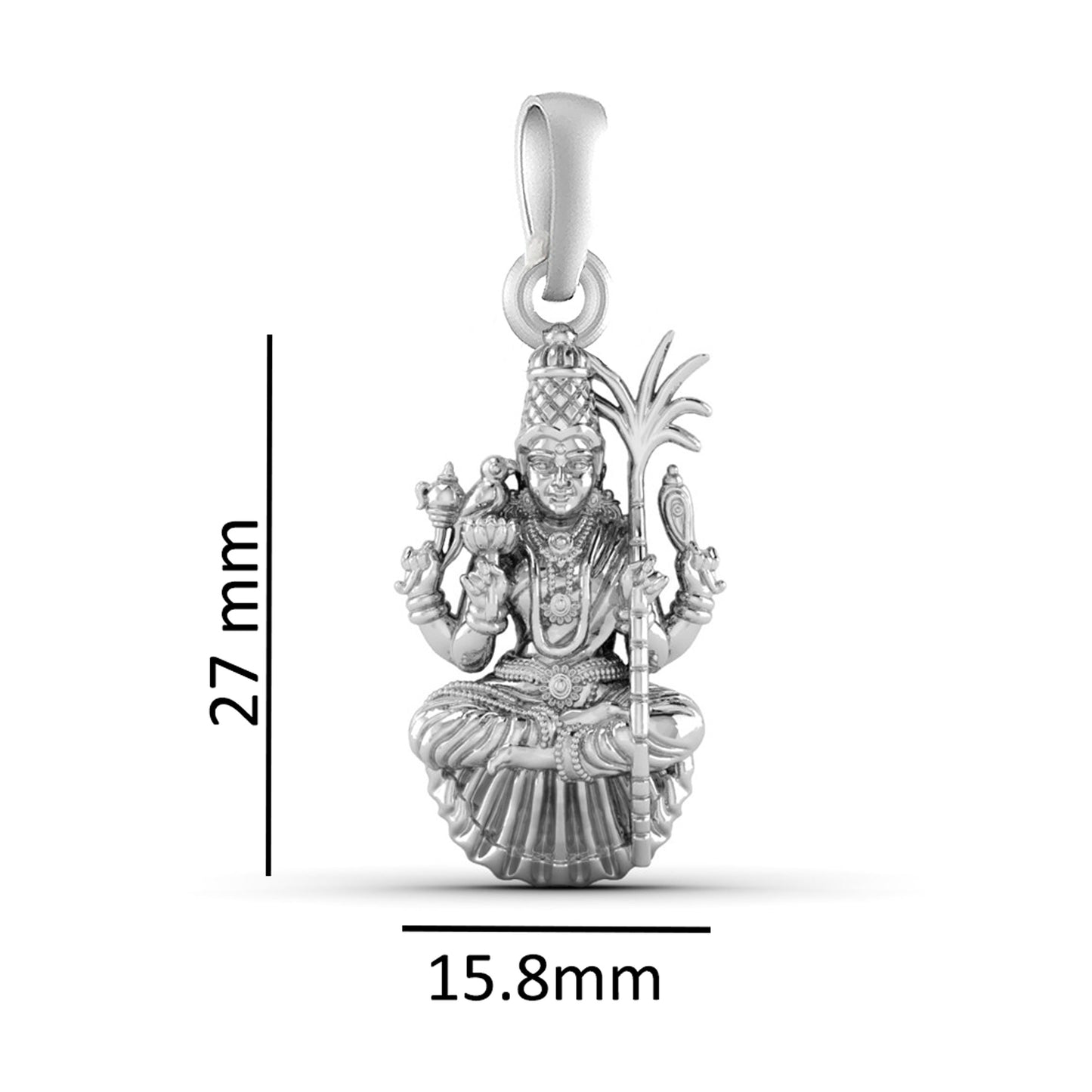 Goddess Maa Lalitha Parameswari Chain Pendant (Pendant with Rope Chain) for Men & Women Pure Silver Lord Ma Lalita Sahasranamam Tripura Sundari chain Locket for Good Health & Wealth