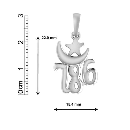 Religious and lucky 786 Chain Pendant (Pendant with Rope Chain) for Men and women Pure Silver Muslim spiritual 786 Chain Locket for Good Luck, Health & Wealth
