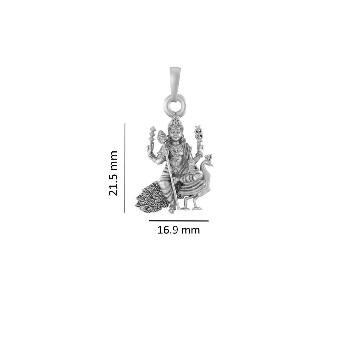 Akshat Sapphire Sterling Silver (92.5% purity) God Kartikeya Chain Pendant (Pendant with Rope Chain) for Men & Women Pure Silver Lord Kartikeya Chain Locket for Good Health & Wealth
