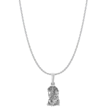 Akshat Sapphire Sterling Silver (92.5% purity) God Narsimha and Laxmi ji Chain Pendant (Pendant with Rope Chain) for Men & Women Pure Silver Lord Narsimha and Laxmi ji Chain Locket for Health & Wealth