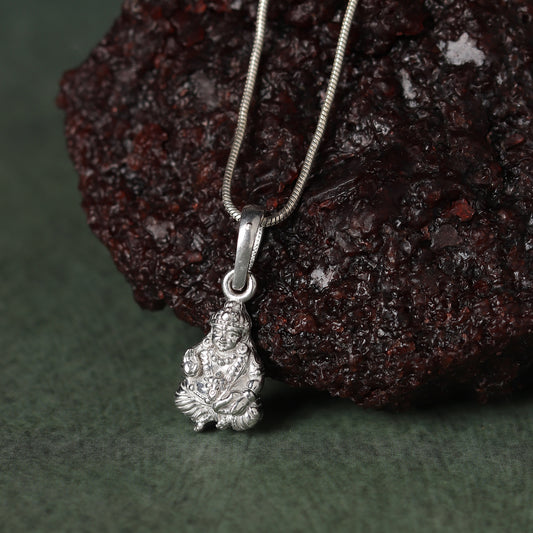 Akshat Sapphire Sterling Silver (92.5% purity) God Kuber Chain Pendant (Pendant with Rope Chain) for Men & Women Pure Silver Lord Kubera Chain Locket for Good Health & Wealth