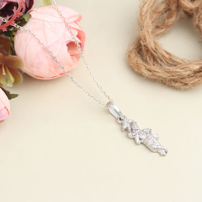 Akshat Sapphire Sterling Silver (92.5% purity) God Krishna Chain Pendant (Pendant with Rope Chain) for Men & Women Pure Silver Lord Krishna Chain Locket for Good Health & Wealth