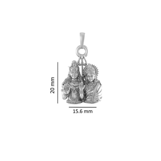 Akshat Sapphire Sterling Silver (92.5% purity) God Shiv Parvati chain pendant (Pendant with Rope Chain) for Men & Women Pure Silver Bhagwan Shiv Parvati Ji chain Locket for Good Health & Wealth