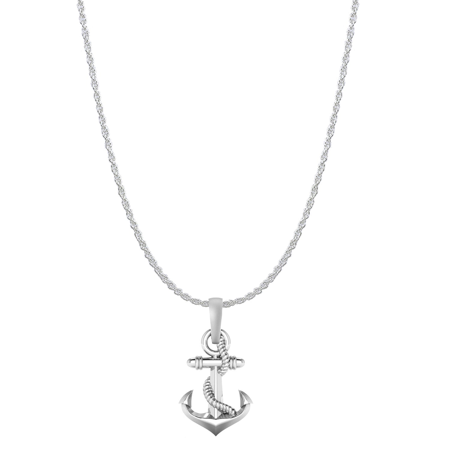 Akshat Sapphire Sterling Silver (92.5% purity) Ship Anchor Chain Pendant (Pendant with Rope Chain) for Men & Women Pure Silver Stylish and fashionable ship anchor chain Locket for Good Health & Wealth