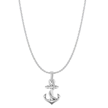 Akshat Sapphire Sterling Silver (92.5% purity) Ship Anchor Chain Pendant (Pendant with Rope Chain) for Men & Women Pure Silver Stylish and fashionable ship anchor chain Locket for Good Health & Wealth