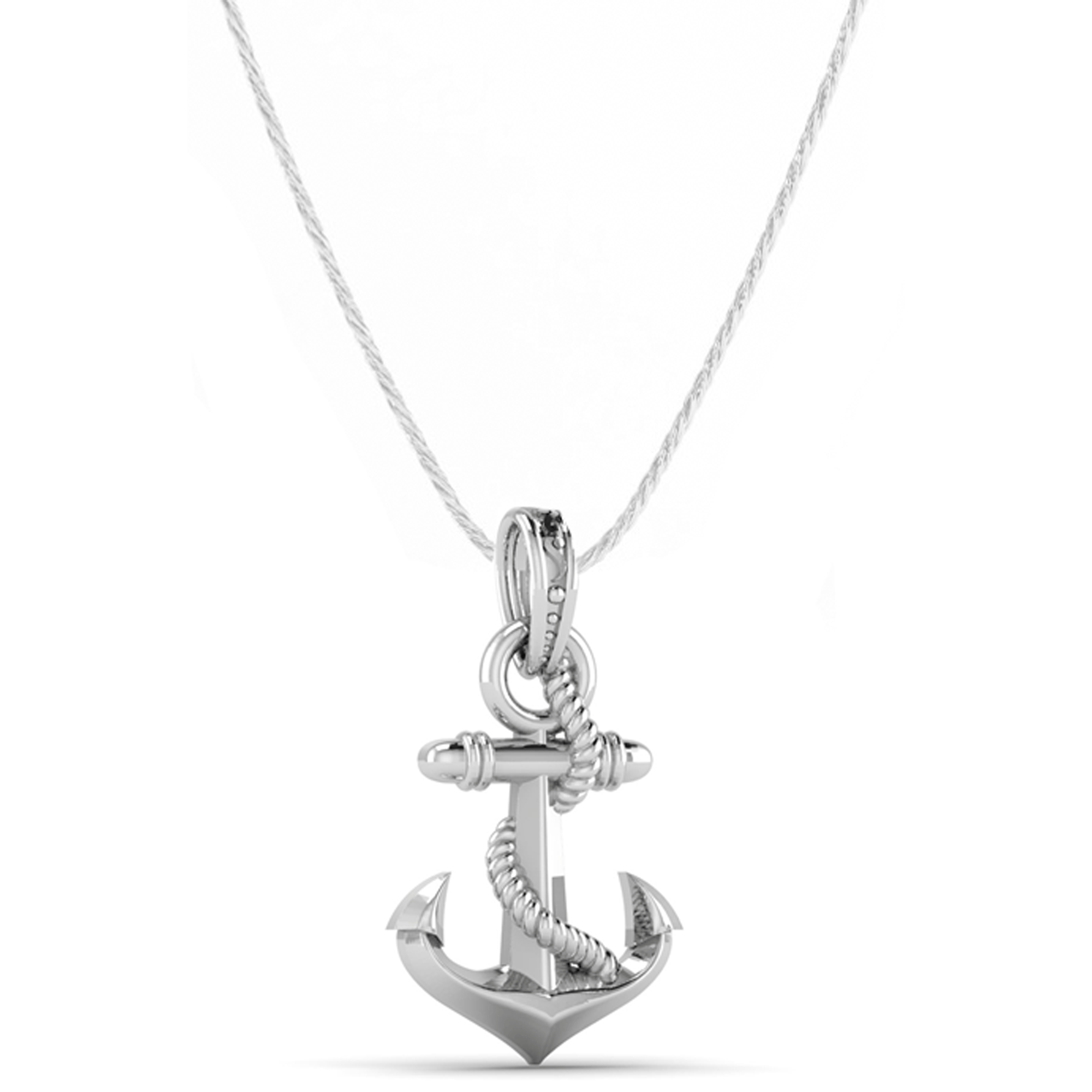 Akshat Sapphire Sterling Silver (92.5% purity) Ship Anchor Chain Pendant (Pendant with Rope Chain) for Men & Women Pure Silver Stylish and fashionable ship anchor chain Locket for Good Health & Wealth