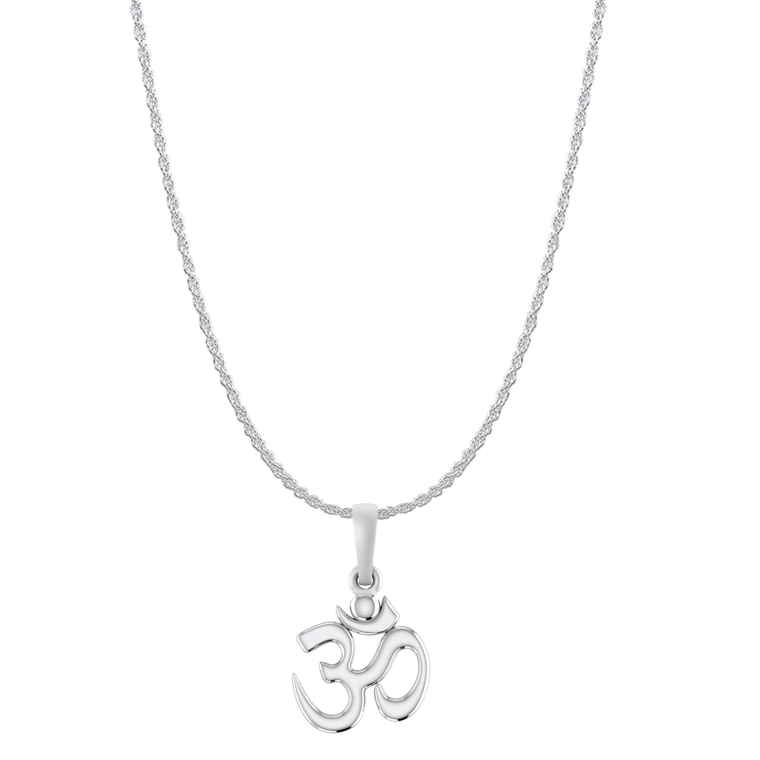 Akshat Sapphire Sterling Silver (92.5% purity) Spiritual OM Chain Pendant (Pendant with Rope Chain) for Men & Women Pure Silver Divine OM Chain Locket for Health & Wealth