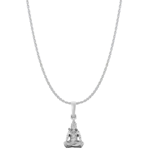 Akshat Sapphire Sterling Silver (92.5% purity) God Shiva Chain Pendant (Pendant with Rope Chain) for Men & Women Pure Silver Lord Shiv Chain Locket for Good Health & Wealth
