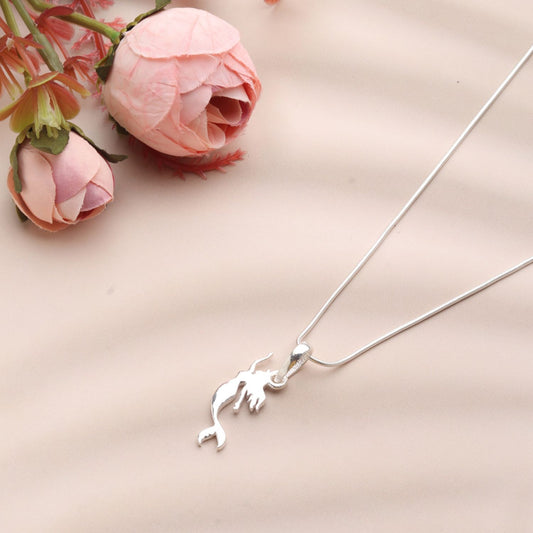 Akshat Sapphire Sterling Silver (92.5% purity) ambitious and Stylish divine Mermaid Chain Pendant  (Pendant with Rope Chain) for Men & Women Pure Silver Fashionable and gorgeous Mermaid Chain Locket for Happiness and joy