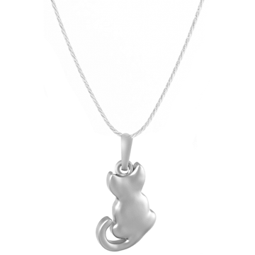 Akshat Sapphire Sterling Silver (92.5% purity) Stylish and Fashionable Cute Cat Chain Pendant (Pendant with Rope Chain) for Men & Women Pure Silver Cat Chain Locket for Happiness and joy