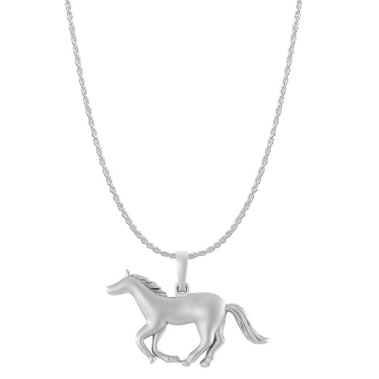 Akshat Sapphire Sterling Silver (92.5% purity) Strength Symbolic Horse Chain Pendant (Pendant with Rope Chain) for Men & Women Pure Silver Horse Chain Locket to represent strength and power