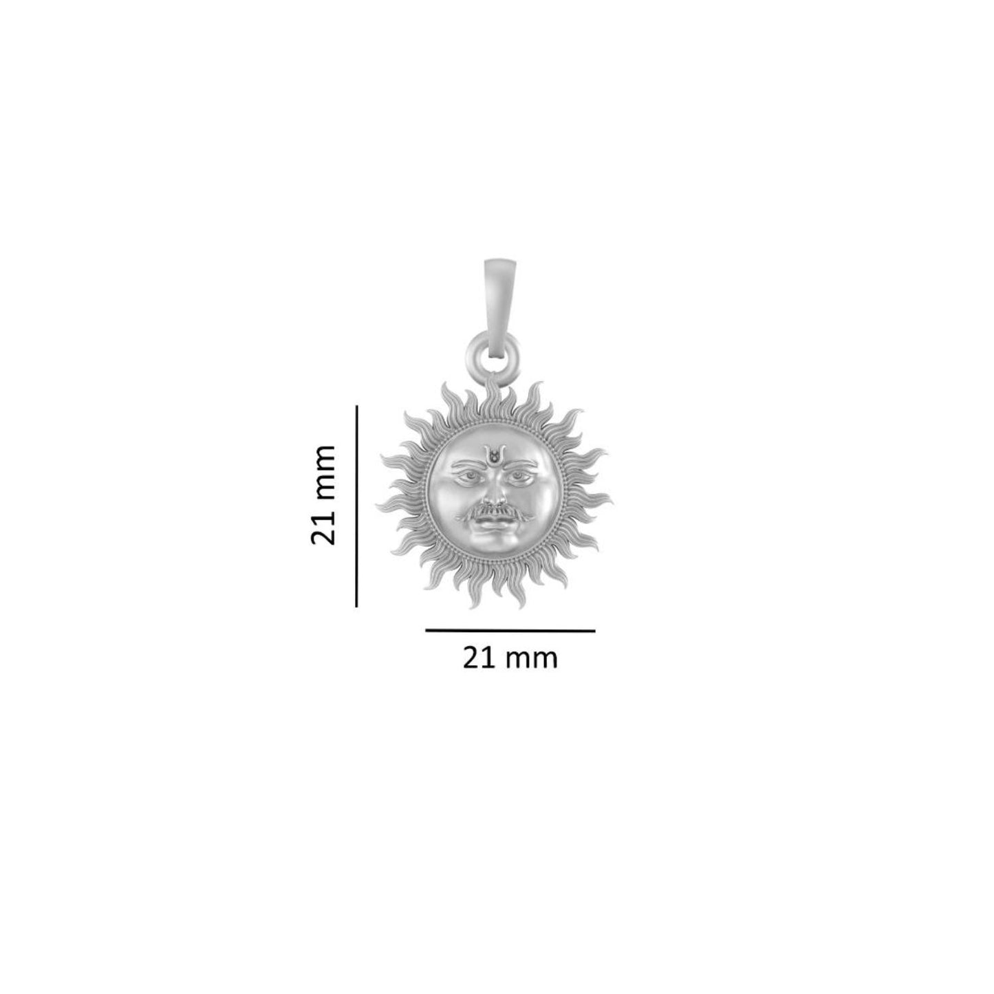 Akshat Sapphire Sterling Silver (92.5% purity) Divine God Sun Chain Pendant  (Pendant with Rope Chain) for Men & Women Pure Silver Lord Surya Chain Locket for Good Health & Wealth
