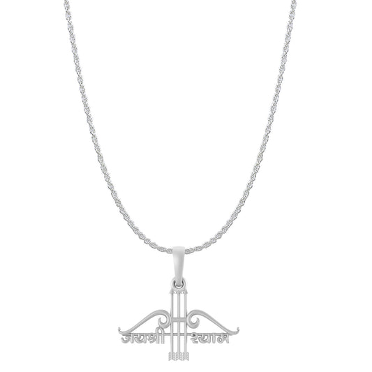 Akshat Sapphire Sterling Silver (92.5% purity) God Baba Khatu Shyam Chain Pendant (Pendant with Rope Chain) for Men & Women Pure Silver Lord Baba Khatu Shyam Chain Locket for Good Health & Wealth