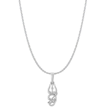 Spiritual Tamil OM Pure Silver 92.5% purity Chain pendant by Akshat Sapphire for Men & Women (Pendant with Rope Chain-18 inches)