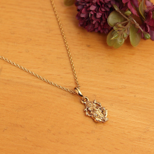 22KT Gold Plated Sterling Silver (92.5% Purity) Pure Silver God Ganesha Chain Pendant (Locket with Rope Chain) for Women