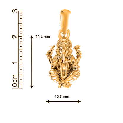 22KT Gold Plated Sterling Silver (92.5% Purity) Pure Silver God Ganesha Chain Pendant (Locket with Rope Chain) for Women