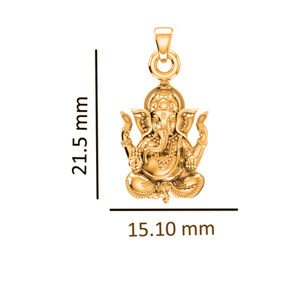 22KT Gold Plated Sterling Silver (92.5% Purity) Pure Silver God Ganesha Chain Pendant (Locket with Rope Chain) for Women
