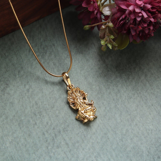 22KT Gold Plated Sterling Silver (92.5% purity) Vishnu ji chain pendant (Locket with Rope Chain) for Women