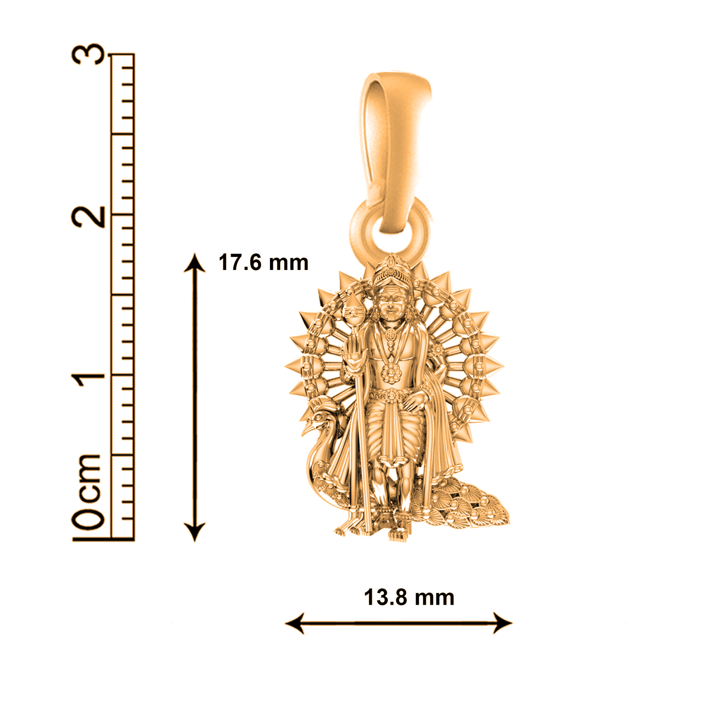 22KT Gold Plated Sterling Silver (92.5% purity) God Kartikeya Chain Pendant (Locket with Rope Chain) for Women