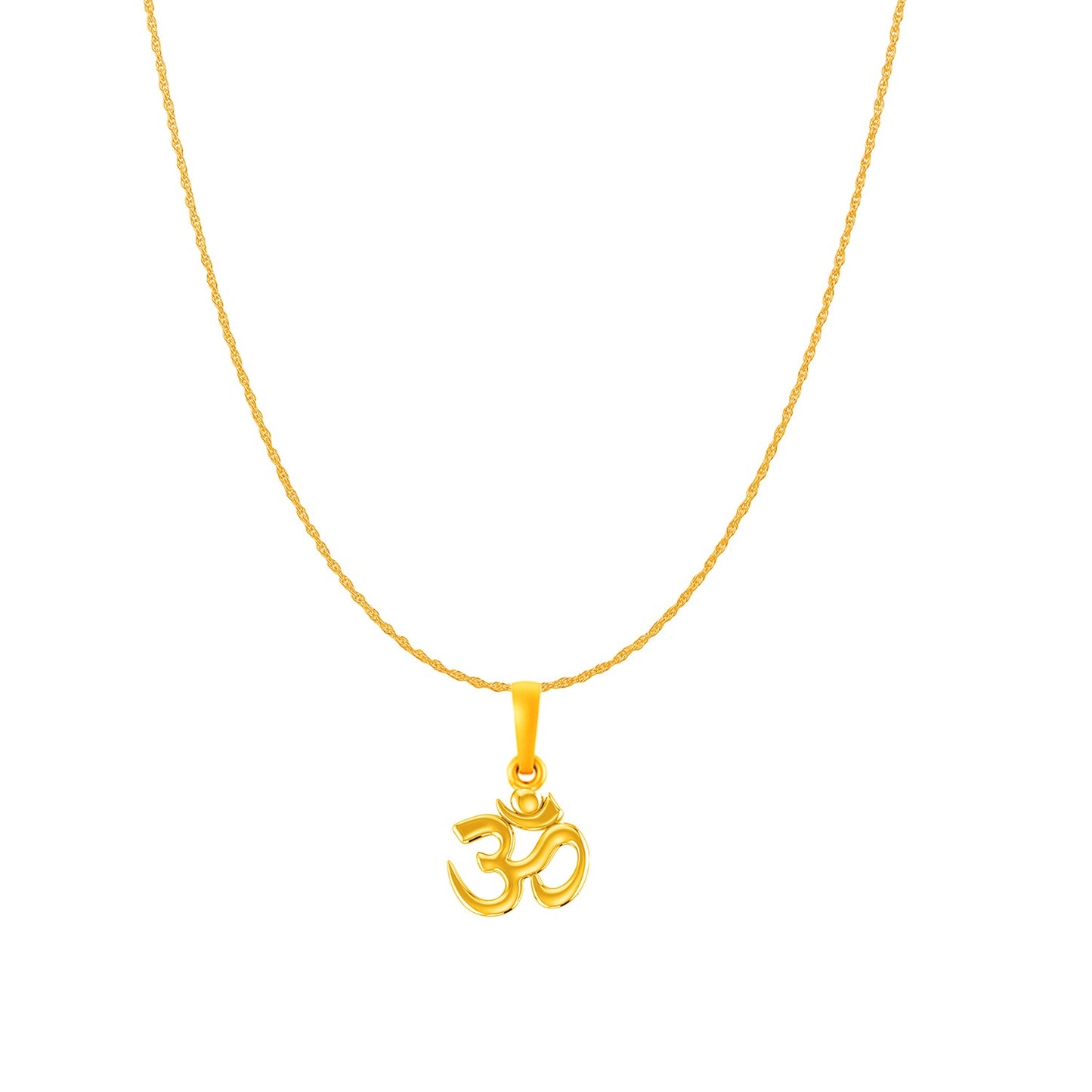 22KT Gold Plated Sterling Silver (92.5% purity) Spiritual OM Chain Pendant (Locket with Rope Chain) for Women