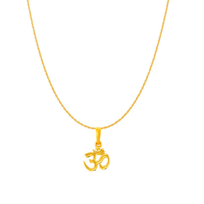 22KT Gold Plated Sterling Silver (92.5% purity) Spiritual OM Chain Pendant (Locket with Rope Chain) for Women