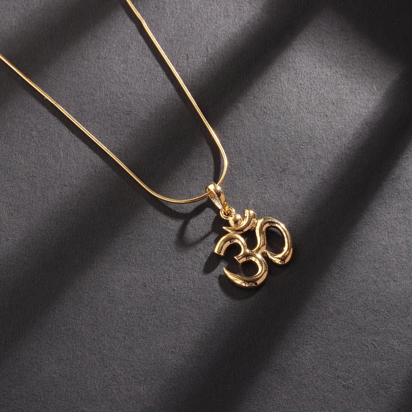 22KT Gold Plated Sterling Silver (92.5% purity) Spiritual OM Chain Pendant (Locket with Rope Chain) for Women