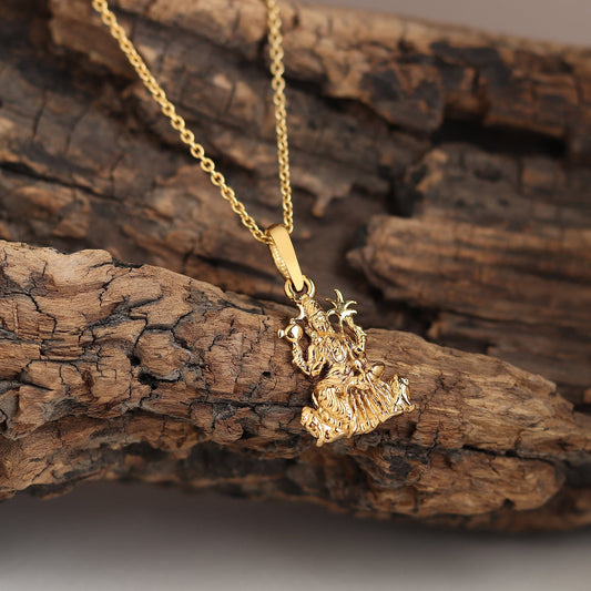 22KT Gold Plated Sterling (92.5% purity) Pure Silver Goddess Maa Kamakshii Chain Pendant (Locket with Rope Chain) for Women