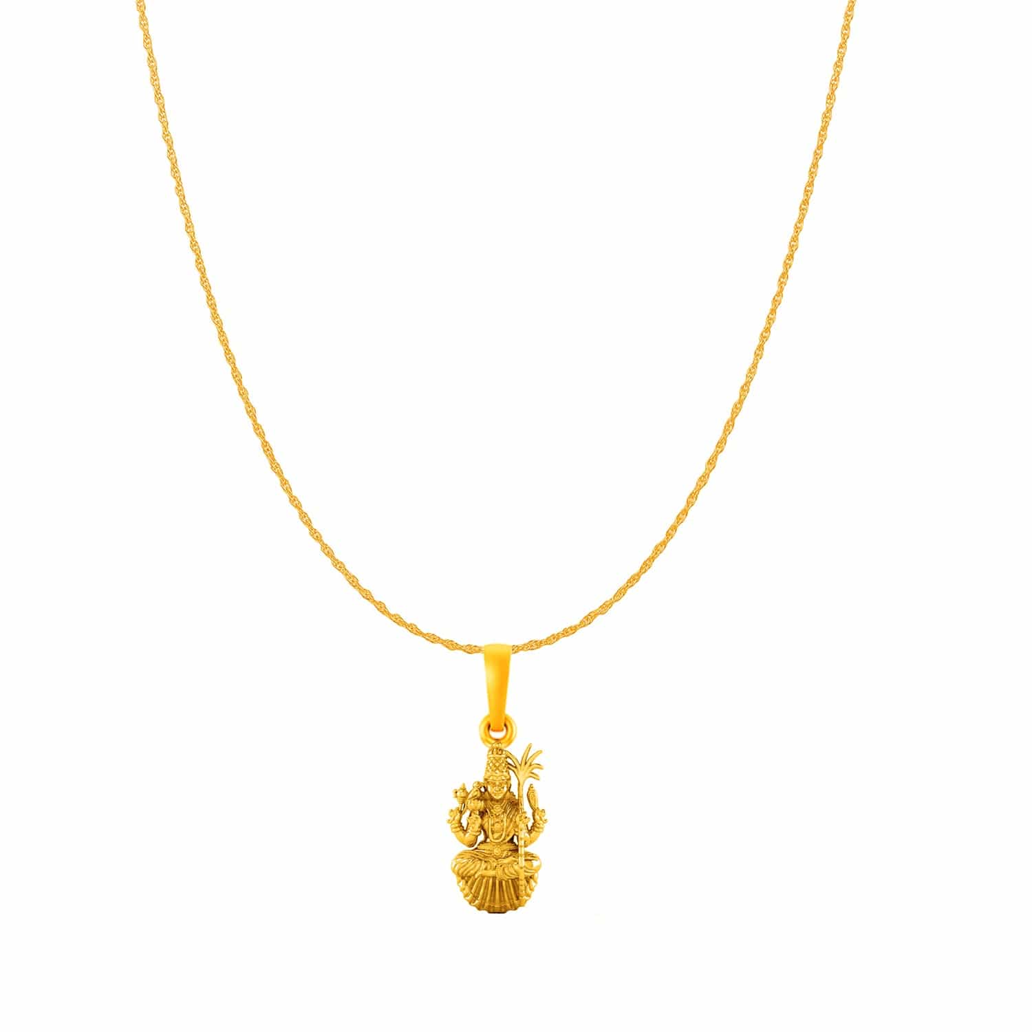 22KT Gold Plated Sterling Silver Goddess Maa Lalitha Parameswari Chain Pendant (Pendant with Rope Chain) for  Women Pure Silver Lord Ma Lalita Sahasranamam Tripura Sundari chain Locket