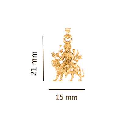 22KT Gold Plated Sterling Silver (92.5% purity) Goddess Durga Maa Chain Pendant (Locket with Rope Chain) for Women