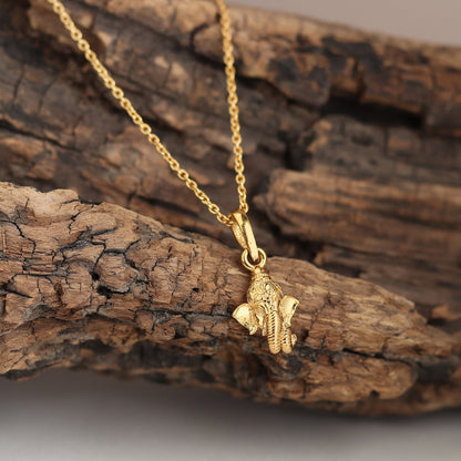 22KT Gold Plated Sterling Silver (92.5% purity) God Ganesha Chain Pendant (Locket with Rope Chain) for Women