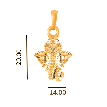 22KT Gold Plated Sterling Silver (92.5% purity) God Ganesha Chain Pendant (Locket with Rope Chain) for Women