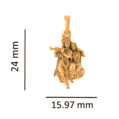 22CT Gold Plated Sterling Silver 92.5% Purity Radha Krishna Pendant with Rope Chain 18 inches for Women by Akshat Sapphire PSR7196_Gold