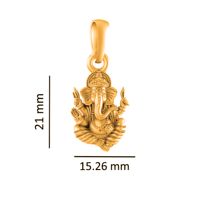 22KT Gold Plated Sterling Silver (92.5% purity) God Ganesha Chain Pendant (Locket with Rope Chain) for Women