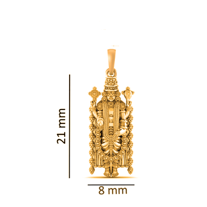 22KT Gold Plated Sterling Silver (92.5% purity) God Tirupati Bala Ji Chain Pendant (Locket with Rope Chain) for Women