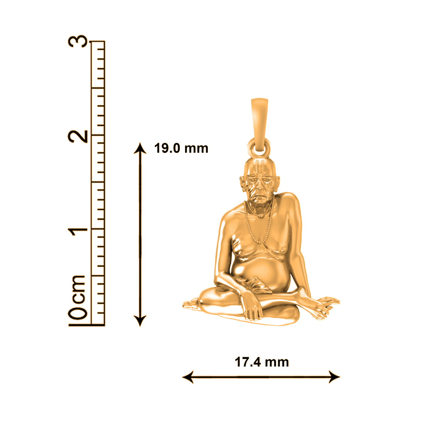 22KT Gold Plated Sterling Silver (92.5% purity) Spiritual Swami Samarth Chain Pendant (Locket with Rope Chain) for Men and women