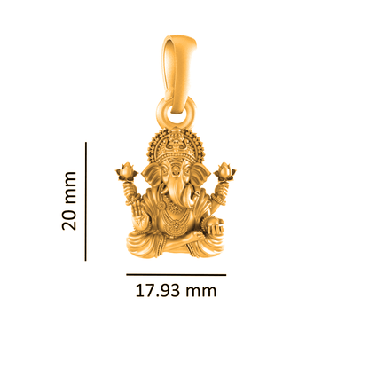22KT Gold Plated Sterling Silver (92.5% purity) God Ganesha Chain Pendant (Locket with Rope Chain) for Women
