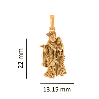 22CT Gold Plated Sterling Silver 92.5% Purity Radha Krishna Pendant with Anchor Chain 18 inches for Women by Akshat Sapphire PSR7227_Gold