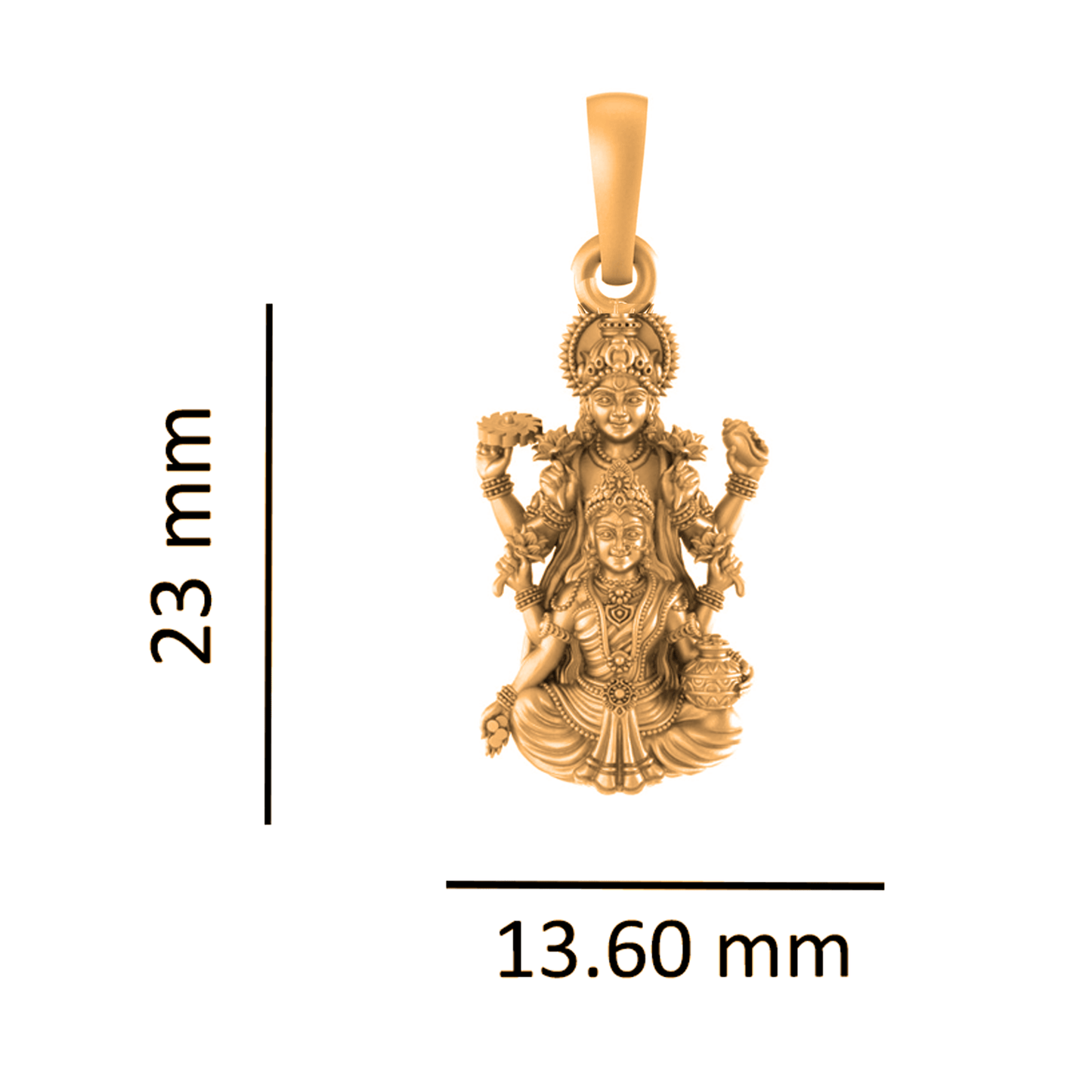 22KT Gold Plated Sterling Silver (92.5% purity) God Vishnu Laxmi Chain Pendant (Locket with Rope Chain) for Women