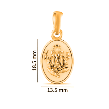 22KT Gold Plated Sterling Silver (92.5% purity) God Ganesha Chain Pendant (Locket with Rope Chain) for Women