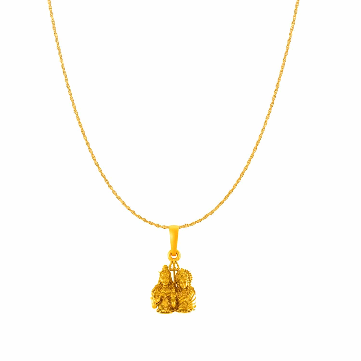 22KT Gold Plated Sterling Silver (92.5% purity) God Shiv Parvati chain pendant (Pendant with Rope Chain) for  Women Pure Silver Bhagwan Shiv Parvati Ji chain Locket for Good Health & Wealth