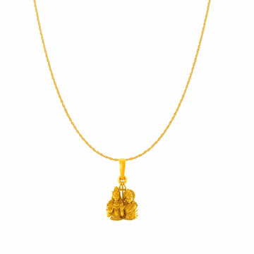 22KT Gold Plated Sterling Silver (92.5% purity) God Shiv Parvati chain pendant (Pendant with Rope Chain) for  Women Pure Silver Bhagwan Shiv Parvati Ji chain Locket for Good Health & Wealth